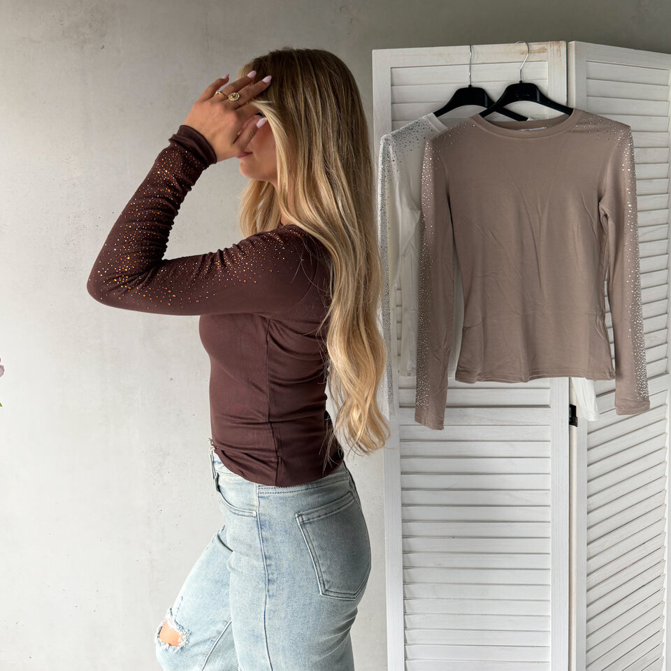 Diamantjes Top Bruin