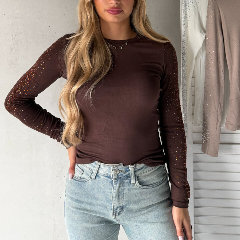 Diamantjes Top Bruin