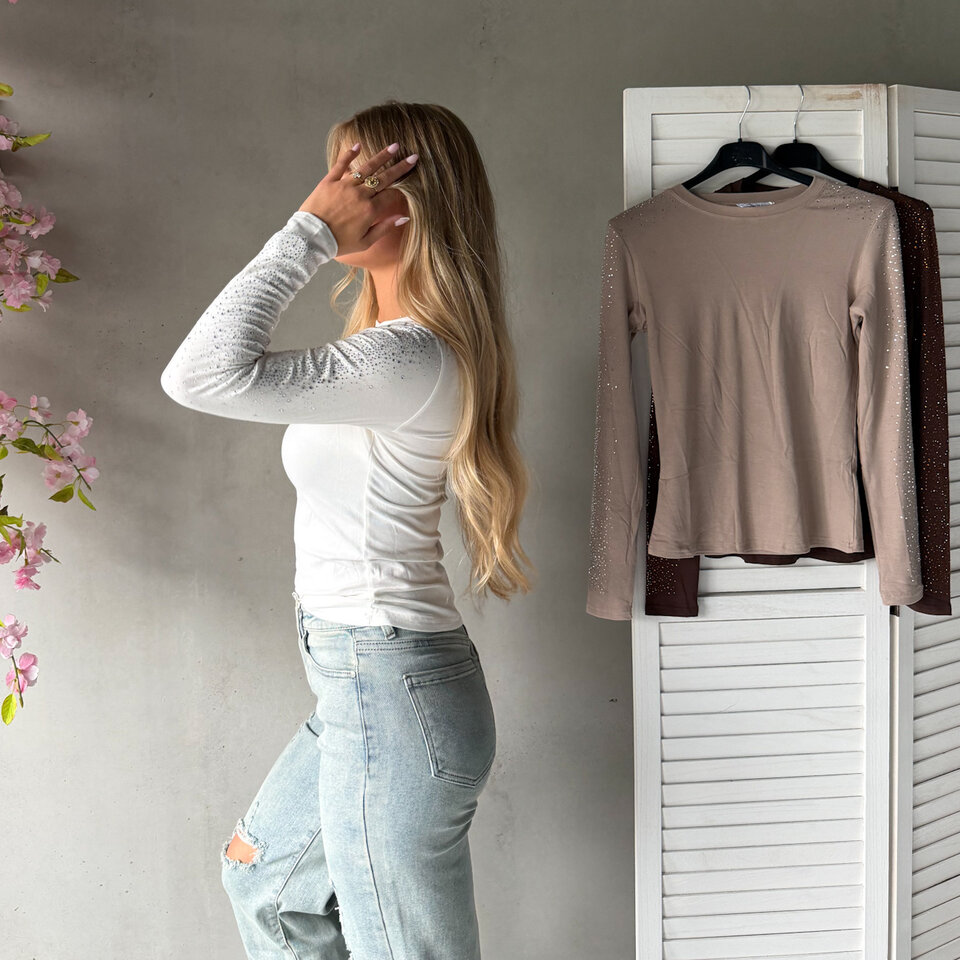 Diamantjes Top Wit