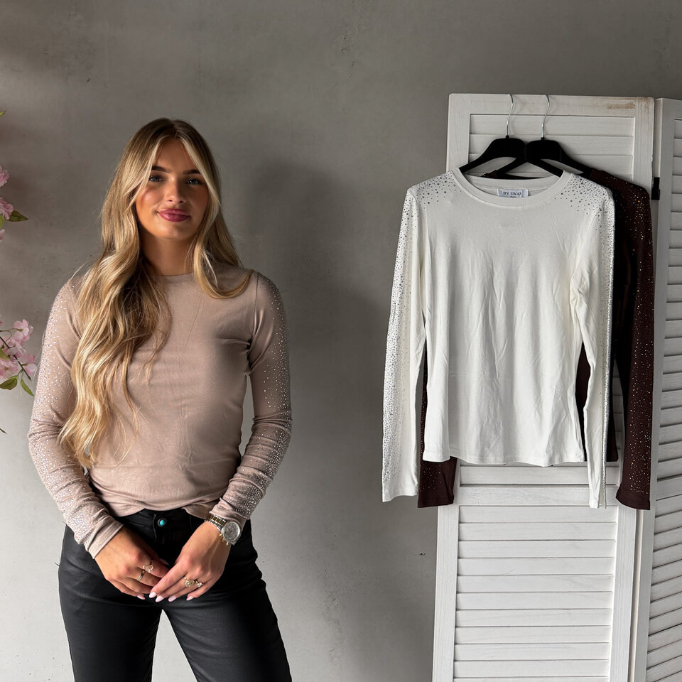 Diamantjes Top Taupe