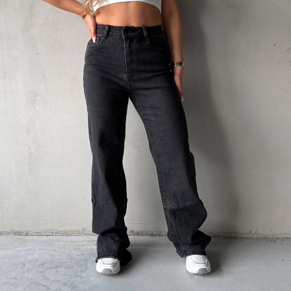 Denise Dad Fit Jeans Zwart Extra Long