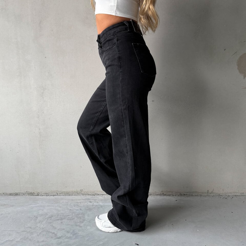 Denise Dad Fit Jeans Zwart Extra Long