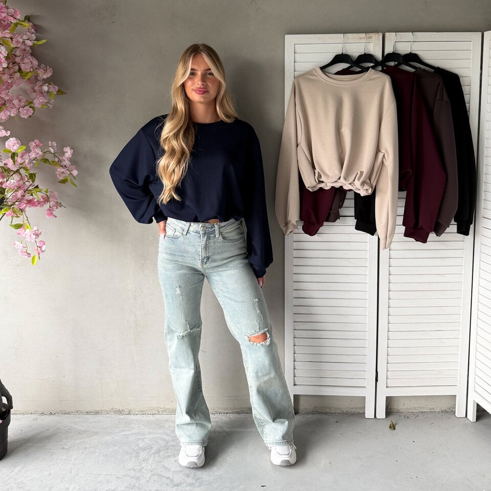 Sammy Cropped Shirt Navy