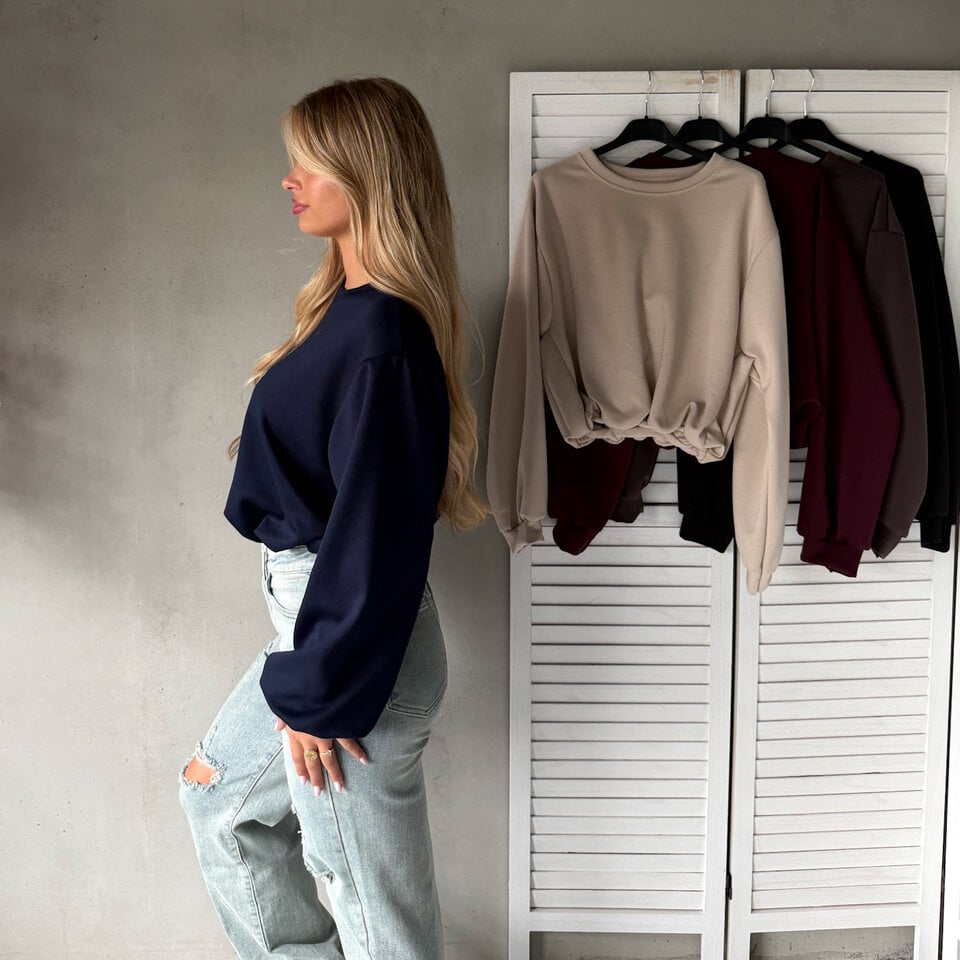 Sammy Cropped Shirt Navy