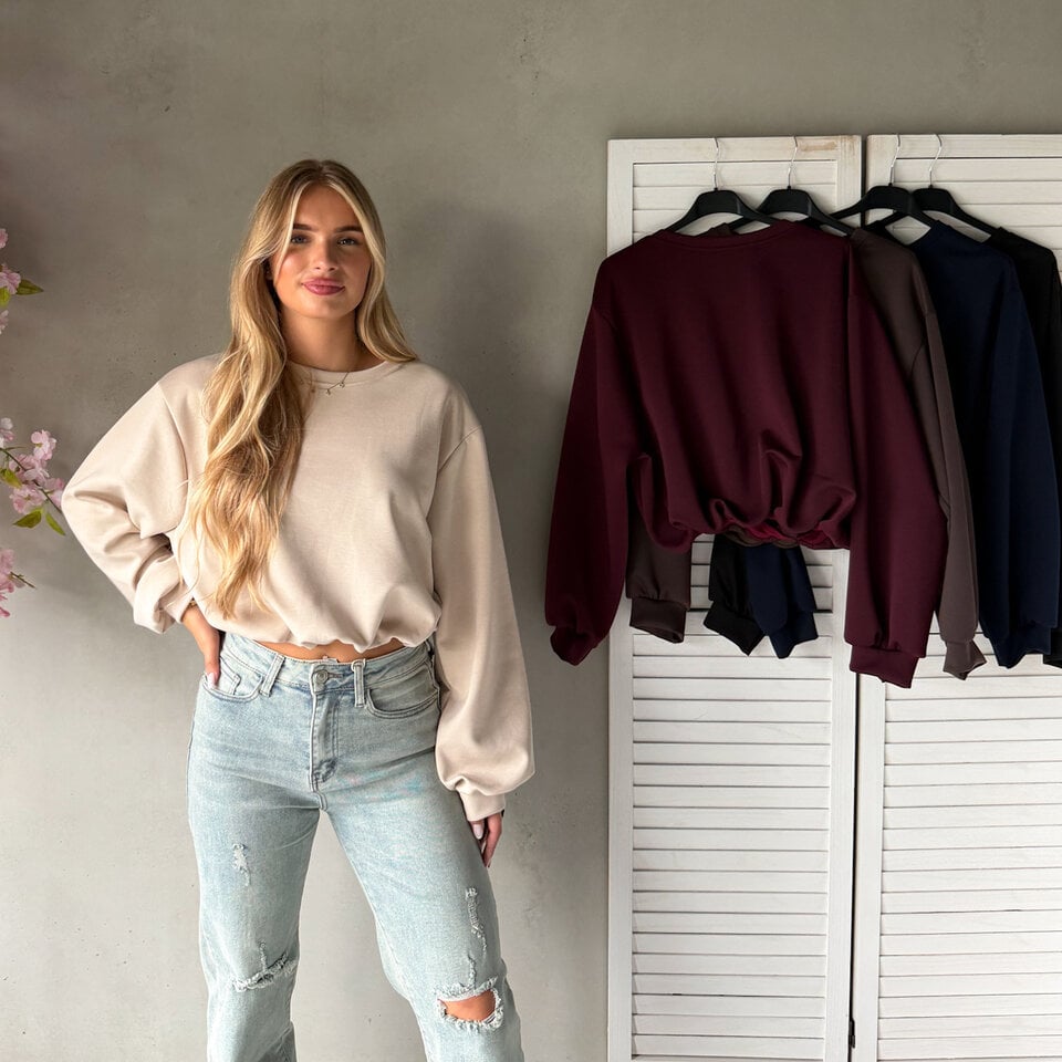 Sammy Cropped Shirt Beige