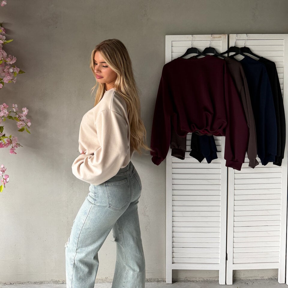 Sammy Cropped Shirt Beige