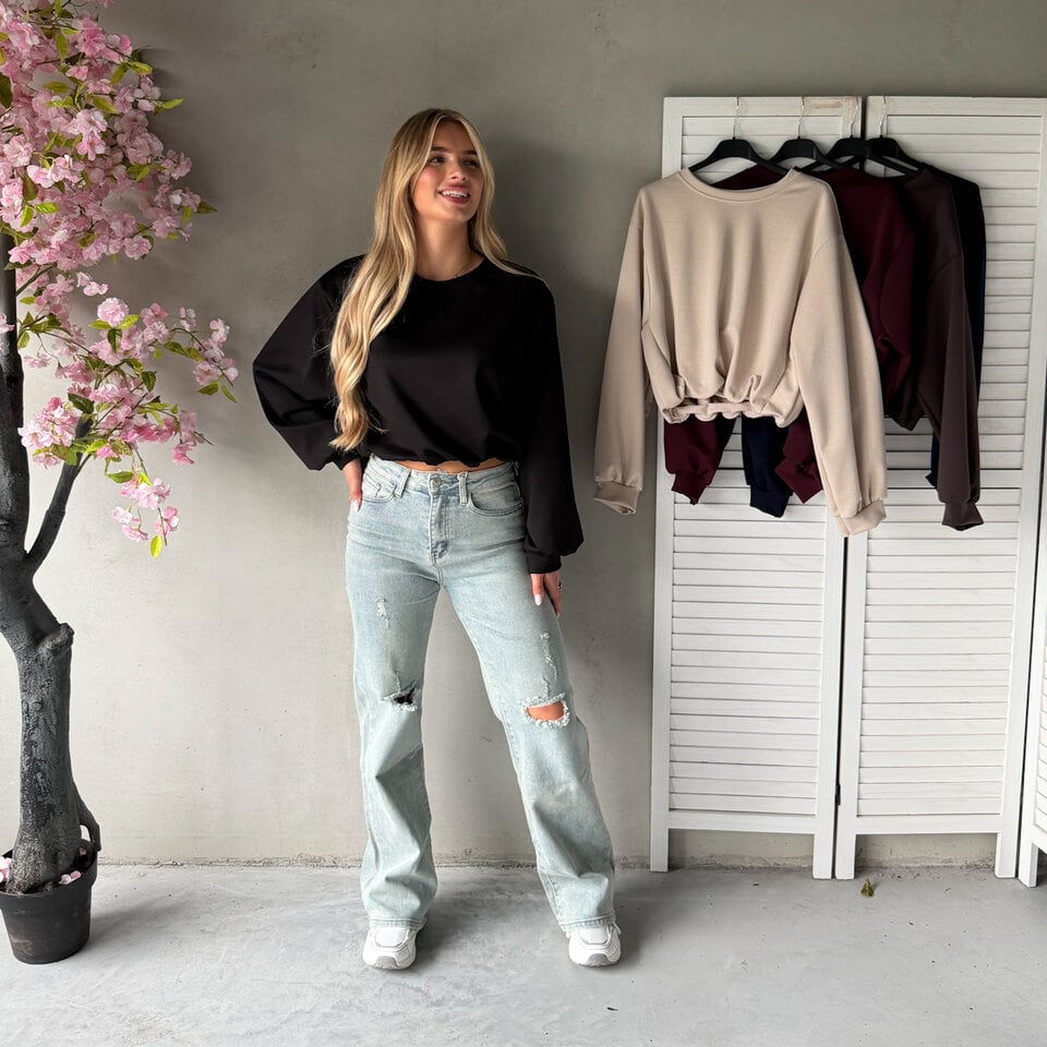 Sammy Cropped Shirt Zwart