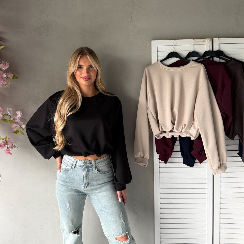 Sammy Cropped Shirt Zwart