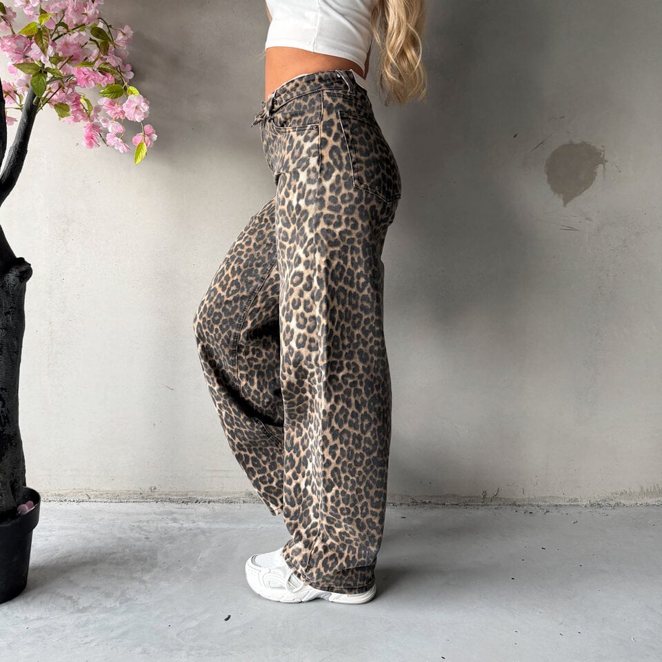 Janice Leopard Jeans Bruin