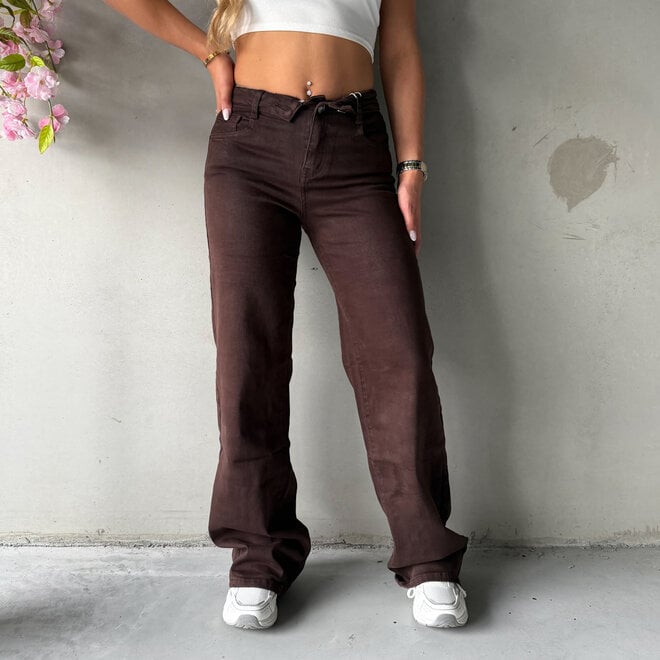 Charelle Wide Leg Jeans Bruin