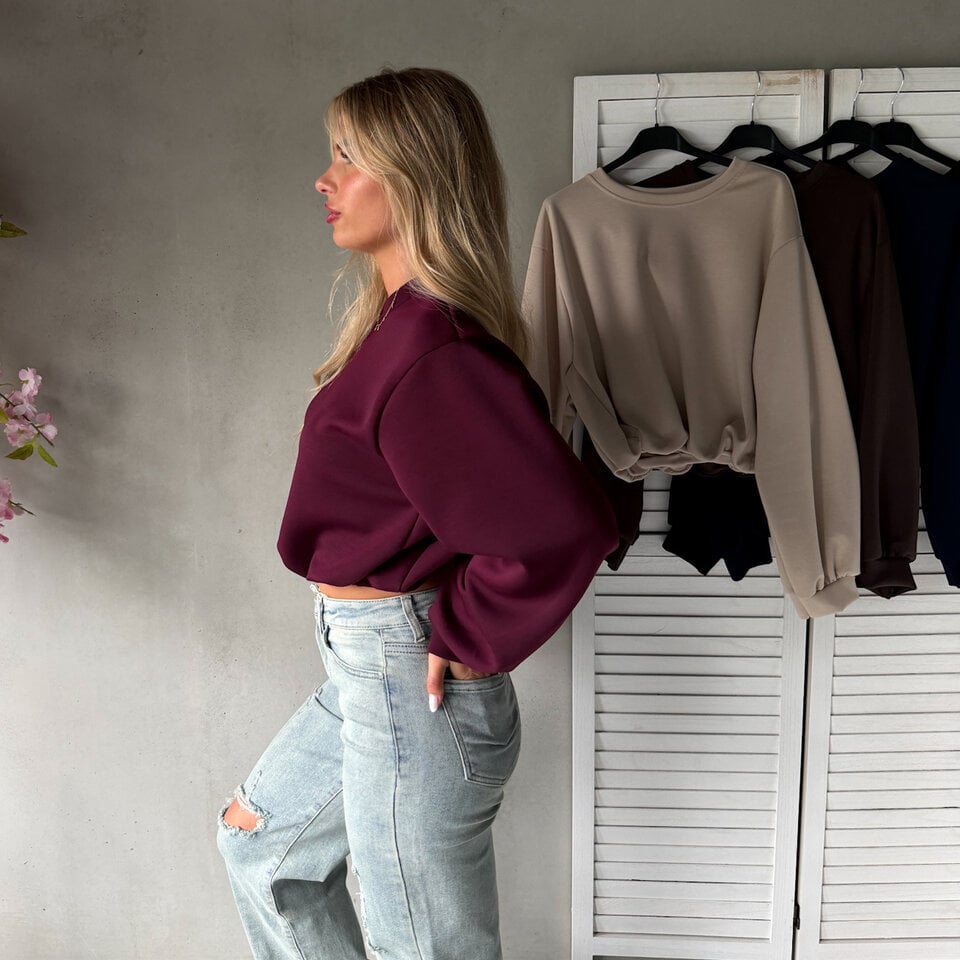 Sammy Cropped Shirt Bordeaux