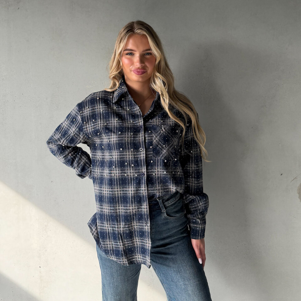 Blossom Diamantjes Blouse Navy