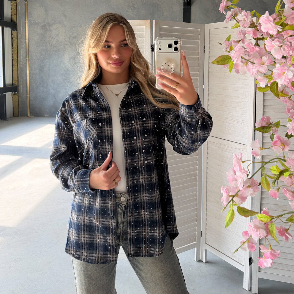 Blossom Diamantjes Blouse Navy