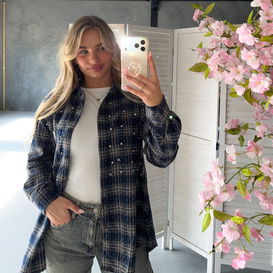 Blossom Diamantjes Blouse Navy