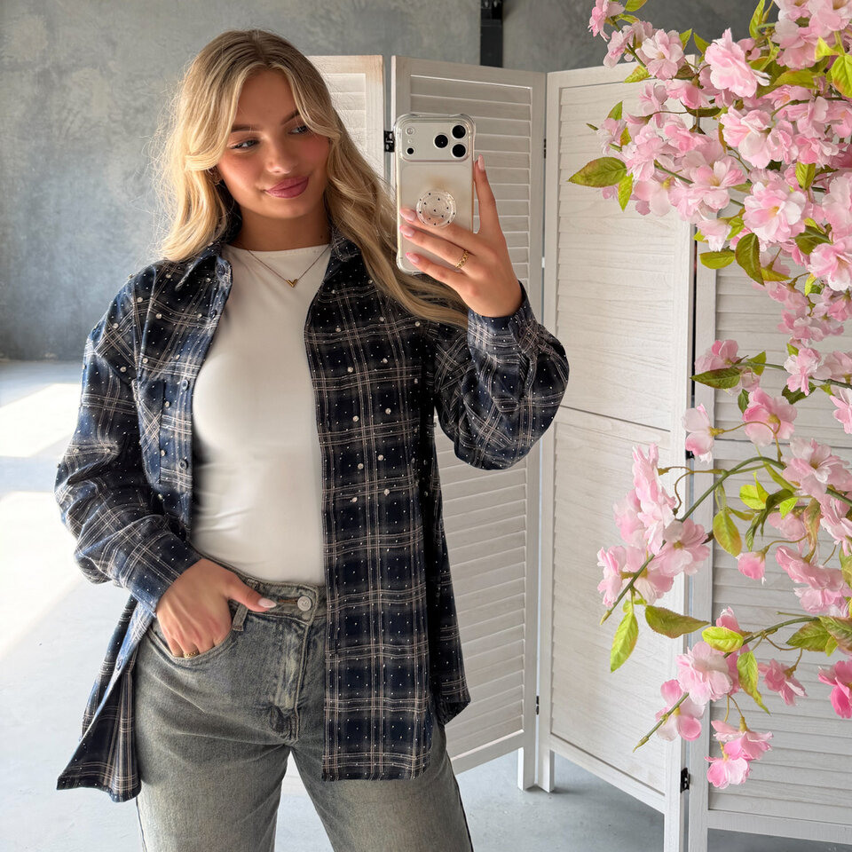 Blossom Diamantjes Blouse Navy