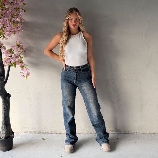 Andrea Wide Leg Jeans Blauw Tall