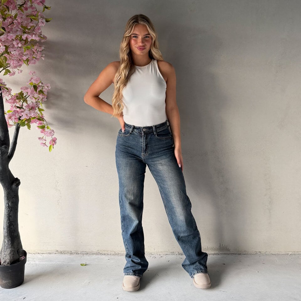 Andrea Wide Leg Jeans Blauw Tall