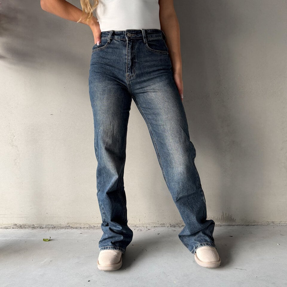 Andrea Wide Leg Jeans Blauw Tall