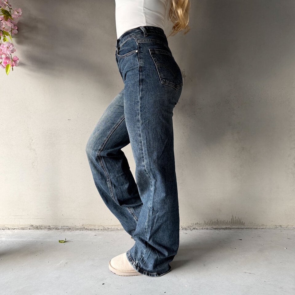 Andrea Wide Leg Jeans Blauw Tall