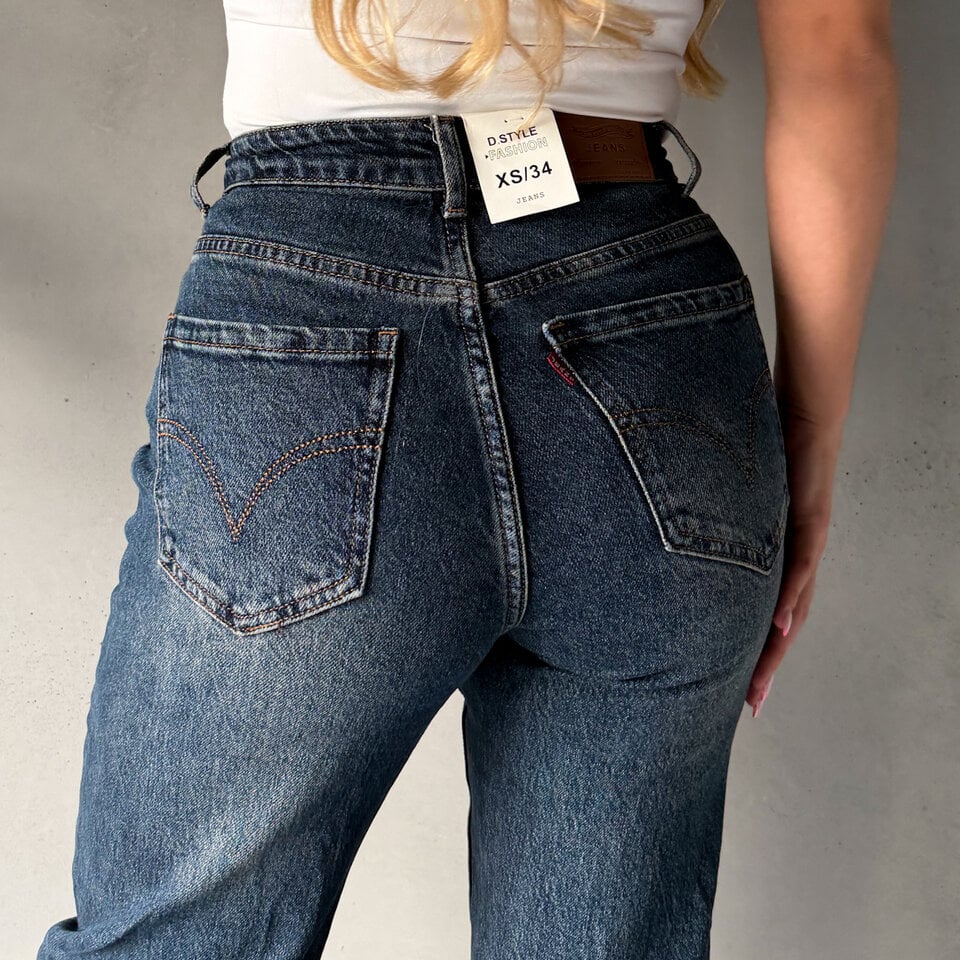 Andrea Wide Leg Jeans Blauw Tall