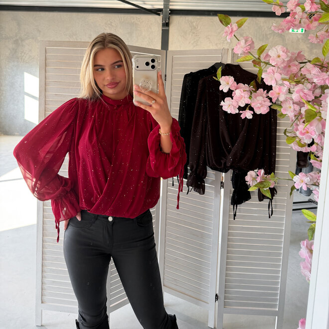 Overslag Sparkle Blouse Bordeaux
