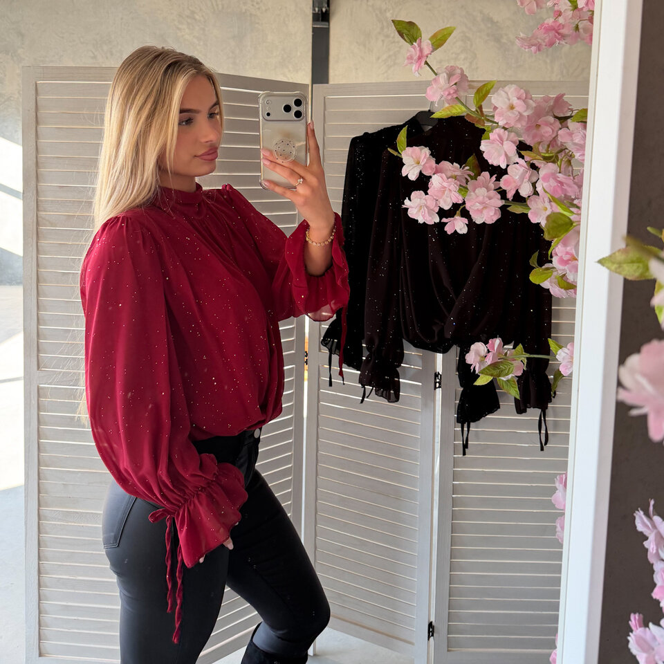 Overslag Sparkle Blouse Bordeaux