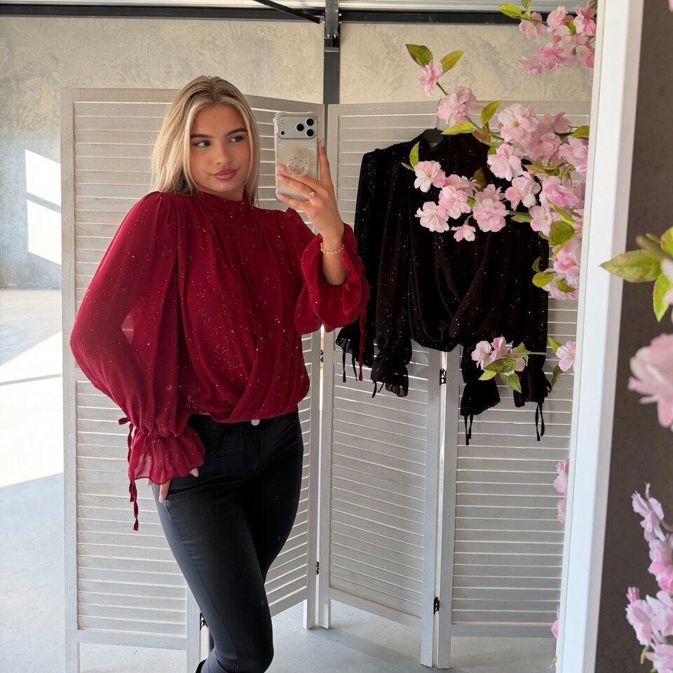 Overslag Sparkle Blouse Bordeaux