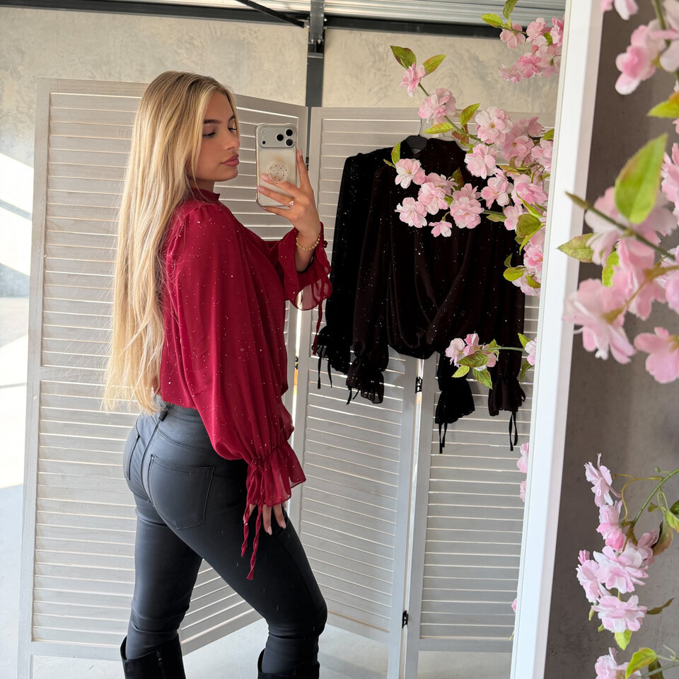 Overslag Sparkle Blouse Bordeaux