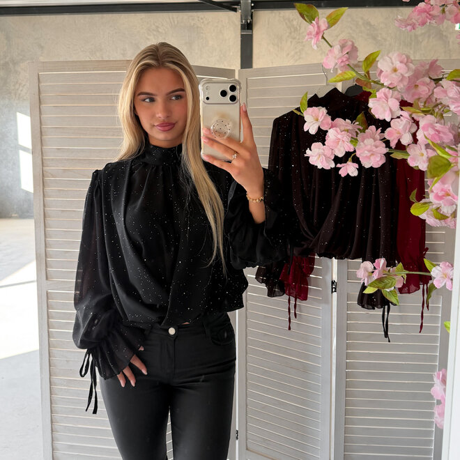 Overslag Sparkle Blouse Zwart