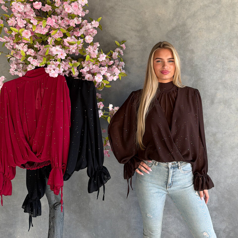 Overslag Sparkle Blouse Bruin