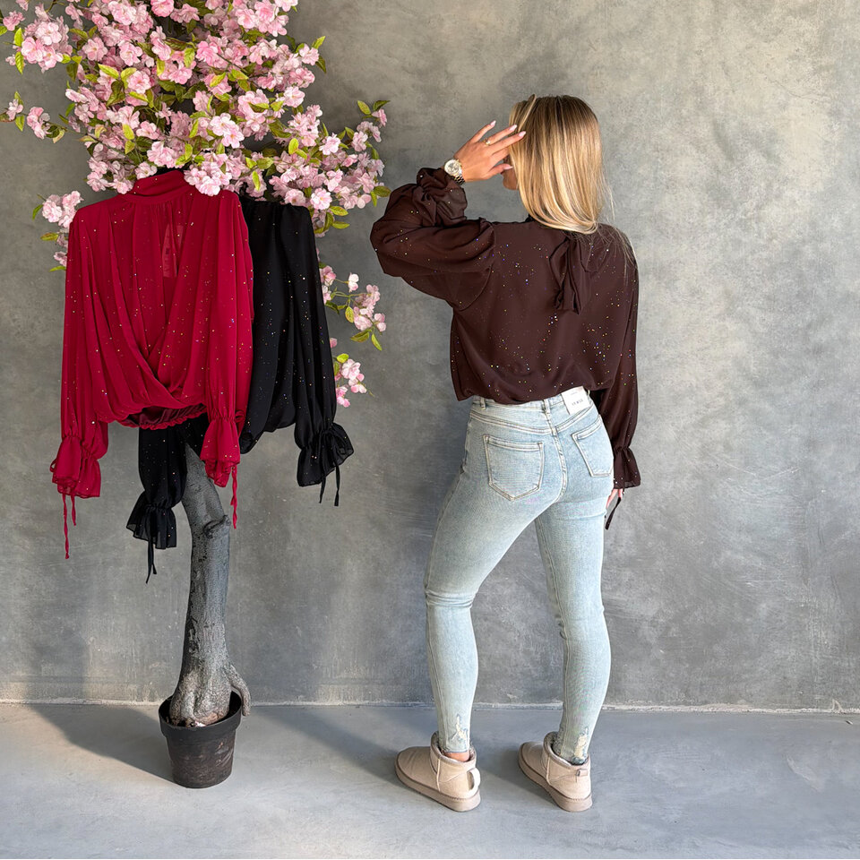 Overslag Sparkle Blouse Bruin