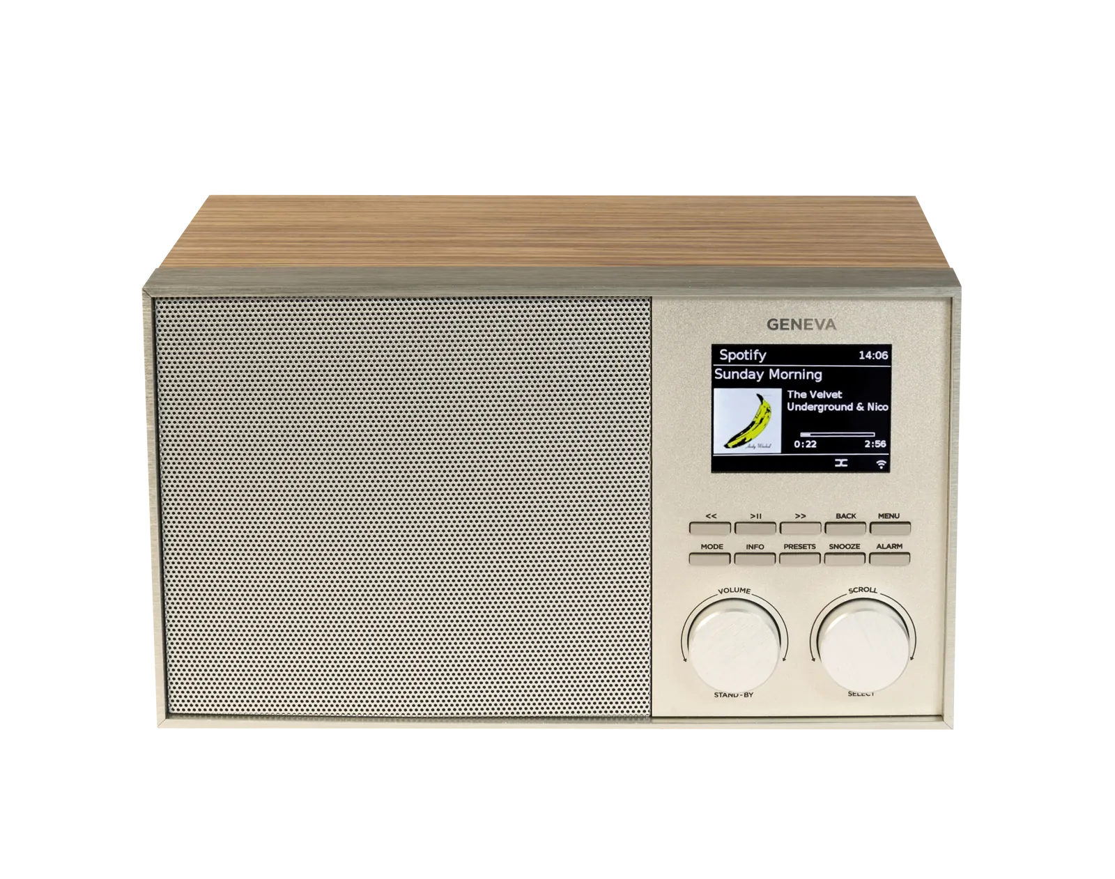 Geneva DeCon S DAB+ radio met Spotify champagne/walnoot Estyle Audio