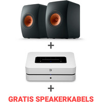 Combi Deal LS50 Meta Boekenplank speaker + Bluesound Powernode N330 met HDMI- Draadloze Muziek Streaming-versterker - Zwart/Wit (met GRATIS speakerkabels)