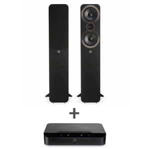 Q Acoustics Combi Deal 3050i Vloerstaande Speakers +  Bluesound Powernode EDGE (N230) Stereoversterker - Zwart/Zwart (met GRATIS speakerkabels)