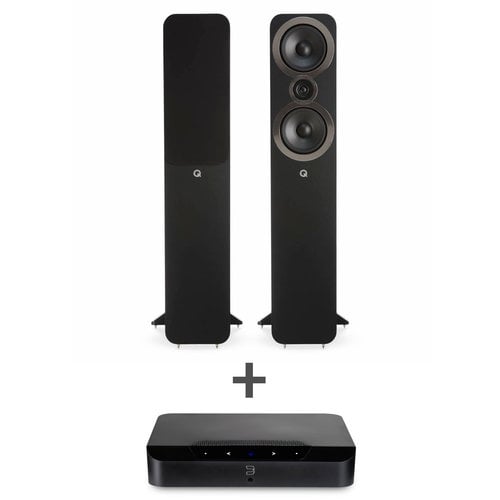 Q Acoustics Q Acoustics Combi Deal 3050i Vloerstaande Speakers +  Bluesound Powernode EDGE (N230) Stereoversterker - Zwart/Zwart (met GRATIS speakerkabels)