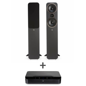 Q Acoustics Combi Deal 3050i Vloerstaande Speakers + Bluesound Powernode EDGE (N230) Stereoversterker - Grijs/Zwart (met GRATIS speakerkabels)