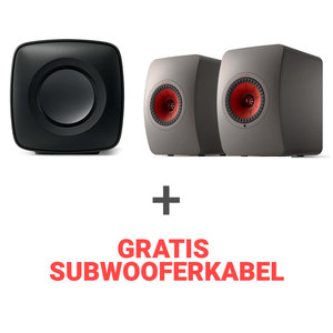 KEF Combi Deal LS50 Wireless II + KC62 - Grijs/Zwart (met GRATIS subwooferkabel) KEF Combi Deal LS50 Wireless II + KC62 - Grijs/Zwart (met GRATIS subwooferkabel)