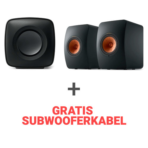 KEF KEF Combi Deal LS50 Wireless II + KC62 - Zwart/Zwart  (met GRATIS subwooferkabel)