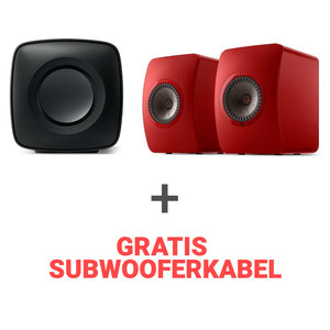 KEF Combi Deal LS50 Wireless II + KC62 - Rood/Zwart (met GRATIS subwooferkabel)