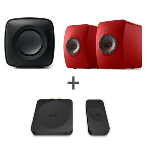 KEF Combi Deal LS50 Wireless II + KC62 + KW1 Adapter kit - Rood/Zwart