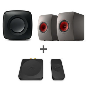 KEF Combi Deal LS50 Wireless II + KC62 + KW1 Adapter kit - Grijs/Zwart