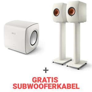 KEF Combi Deal LS50 Wireless II + S2 stands + KC62 - Wit/Wit (met GRATIS subwooferkabel) KEF Combi Deal LS50 Wireless II + S2 stands + KC62 - Wit/Wit (met GRATIS subwooferkabel)