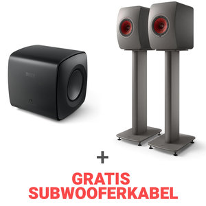 KEF Combi Deal LS50 Wireless II + S2 stands + KC62 - Grijs/Zwart (met GRATIS subwooferkabel) KEF Combi Deal LS50 Wireless II + S2 stands + KC62 - Grijs/Zwart (met GRATIS subwooferkabel)