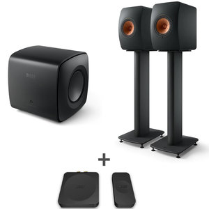 KEF Combi Deal LS50 Wireless II + S2 stands + KC62 + KW1 - Zwart/Zwart KEF Combi Deal LS50 Wireless II + S2 stands + KC62 + KW1 - Zwart/Zwart