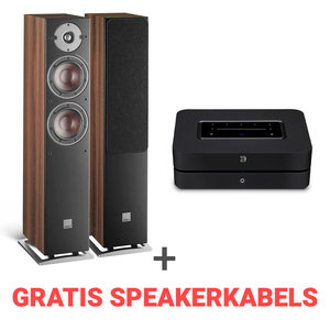Dali  Combi Deal Oberon 5 + Bluesound Powernode N330 walnoot/zwart Dali  Combi Deal Oberon 5 + Bluesound Powernode N330 walnoot/zwart