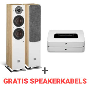 Dali  Combi Deal Oberon 5 + Bluesound Powernode N330 eiken/wit Dali  Combi Deal Oberon 5 + Bluesound Powernode N330 eiken/wit