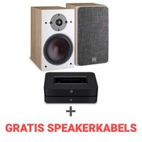 Combi deal Dali Oberon 3  + Bluesound Powernode N330 - licht eiken/zwart