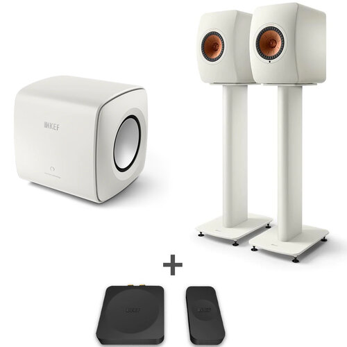 KEF Tweedekans: KEF Combi Deal LS50 Wireless II + S2 stands + KC62 + KW1 - Wit/Wit