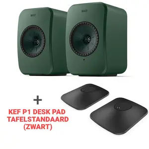 KEF Combi Deal LSX II LT - green  + KEF P1 Desk pad tafelstandaard - Zwart KEF Combi Deal LSX II LT - green  + KEF P1 Desk pad tafelstandaard - Zwart