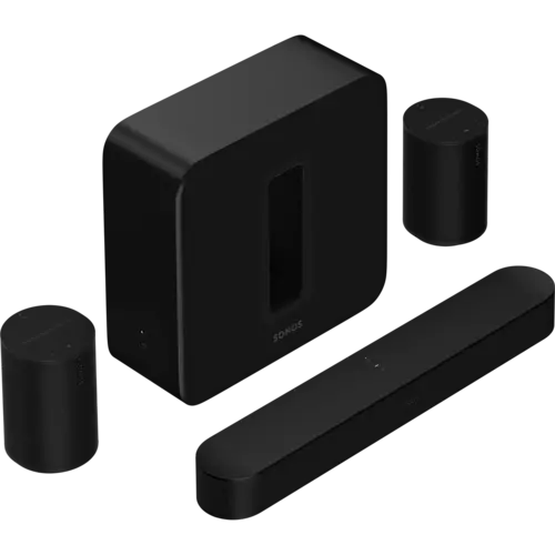 SONOS Premium meeslepende set met  Beam (Gen2) + Sub 4 + 2x Era 100 - Zwart SONOS Premium meeslepende set met  Beam (Gen2) + Sub 4 + 2x Era 100 - Zwart